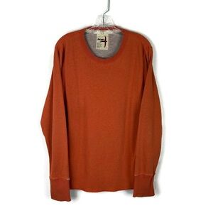 Relwen Men’s Ribbed Crew Neck Long Sleeve Cozy Sweater in Orange